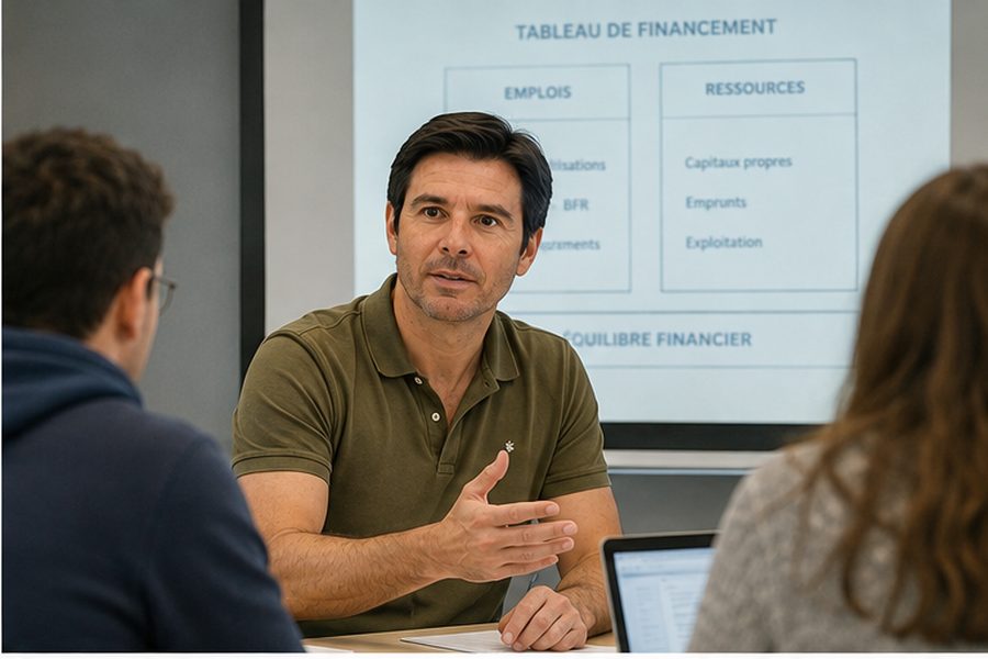 Jonathan Lecompte accompagne un dirigeant en tête-à-tête sur ses outils de pilotage.